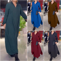 2024 Hot Sale 50%OFF💕Side Slit Lapel Loose Long Dress