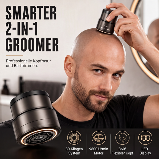 2-in-1 Smart Electric Bald Head Shaver and Beard Trimmer with Digital Display
