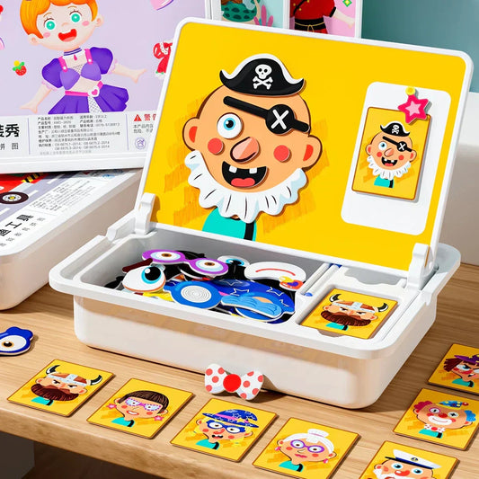 🔥Halloween Early Bird Sale🎉 Magnetic Puzzle Dress-Up Game Children's Double-Sided Educational Toy Portable Preschool Learning Toy