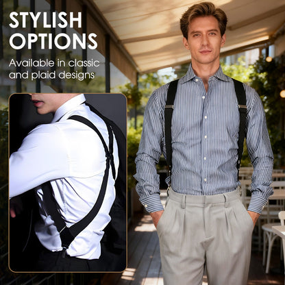👔✅ 50% OFF! Men's X-Back Suspenders with Hook Clips – Adjustable & Heavy-Duty