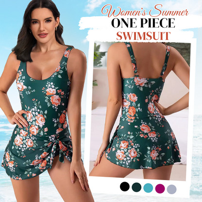 👙 50% OFF! 🌊 Women's One Piece Tummy Control Tie Knot Swimsuit with Skirt – Full Coverage, Built-in Bra, Confident Fit ✨