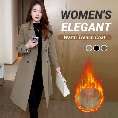 Elegant Women's Plush-Lined Trench Coat