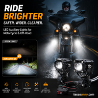 🏍️ Universal Motorcycle LED Spotlights – Dual Beam & All-Weather Waterproof 💡