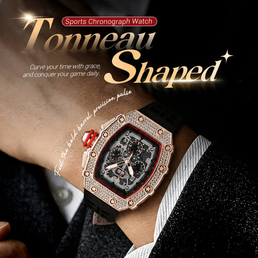 ⌚Men's Luxury barrel-shaped watch Rhinestone Embellished Watch