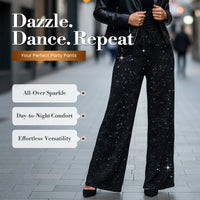 🎄🎁2026 Sale 40% OFF🥰Women's Sequin Sparkle Wide Leg Pants with Elastic Waistband