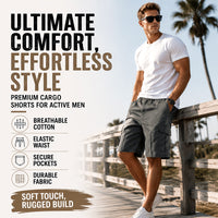 📢📢50% OFF !! ⏰Men's Cargo Shorts – Elastic Waist, Multi-Pocket, Durable 🍁