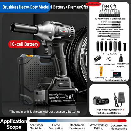 🔧40% OFF!⚡Cordless Brushless Impact Wrench 1/2 Inch, High Torque, 2x Battery Fast Charger🛠️