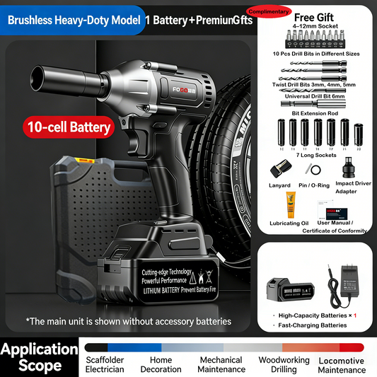 🔧40% OFF!⚡Cordless Brushless Impact Wrench 1/2 Inch, High Torque, 2x Battery Fast Charger🛠️