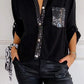 🔥2024 HOT SALE🔥Polyester V-neck Sequin Mid-sleeve Casual Top