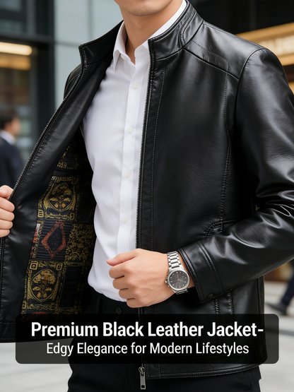 🧥40% OFF NOW! ❄️ Men's Warm Plush Lining Leather Jacket - Windproof & Stylish, Perfect for Cold Weather Outings ✨