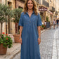👗 50% OFF NOW! 👖 Casual Pocket Denim Midi Shirt Dress – Soft denim & relaxed fit – Functional pockets, perfect for everyday casual – comfortable and versatile ✨🌸