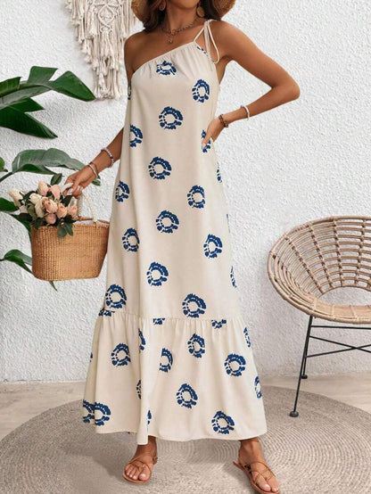 LUNE Women's Vacation One Shoulder Printed Dress