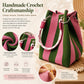 🏆👜  Boho Striped Knit Bucket Handbag for Women – Handmade Summer Beach Shoulder Bag