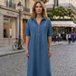 👗 50% OFF NOW! 👖 Casual Pocket Denim Midi Shirt Dress – Soft denim & relaxed fit – Functional pockets, perfect for everyday casual – comfortable and versatile ✨🌸