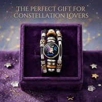 ☪️Glow-in-the-Dark Leather Zodiac Sign Bracelet For Men and Women (6.9/8.1 inches)♑️