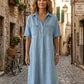 👗 50% OFF NOW! 👖 Casual Pocket Denim Midi Shirt Dress – Soft denim & relaxed fit – Functional pockets, perfect for everyday casual – comfortable and versatile ✨🌸