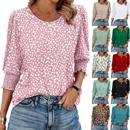 🏖️Womens 3/4 Sleeve T-Shirts Cute Crewneck Tees Blouses