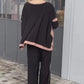 🔥Summer V-neck patchwork 3/4 sleeve two-piece suit