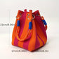 🏆👜  Boho Striped Knit Bucket Handbag for Women – Handmade Summer Beach Shoulder Bag
