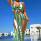 👙50% OFF! ✨ Striped Two-Piece Swimsuit – Halter Neck Tie, Ring Detail, High Stretch 🌊