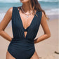 🏖️Summer Specials🩱Women's Underwire Tummy Control One Piece Halter Plunging Neck Swimsuit
