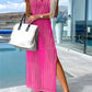 💕 Solid color knitting, simple and stylish, with a revealing back slit for added sexiness!