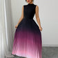 👗 40% OFF💜 Ombre Pleated Sleeveless Mock Neck Maxi Dress