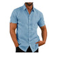 👔Men's Shirt With Solid Color Lapel And Short Sleeves