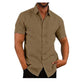 👔Men's Shirt With Solid Color Lapel And Short Sleeves