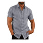 👔Men's Shirt With Solid Color Lapel And Short Sleeves