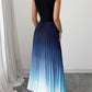 👗 40% OFF💜 Ombre Pleated Sleeveless Mock Neck Maxi Dress