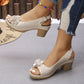 ⏰Last Day Hot Sale 50%!!🎁Women's Casual Floral Hollow Out Slope Heel Sandals