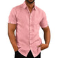 👔Men's Shirt With Solid Color Lapel And Short Sleeves
