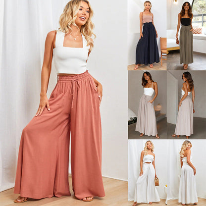 🔥 Hot sale 50% OFF🔥🌞Solid-color wide-leg high-waisted pants