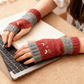 ⚡Christmas Gift idea ￡8.99!! 🔥Warm and Cuddly🧤Women's Knitted Fingerless Gloves with Cute Cat Pattern🐱