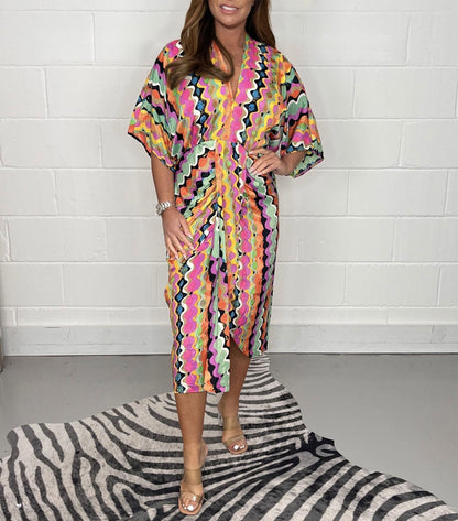 🌷LIMITED TIME OFFER 50%OFF🌷Printed  Kimono Midi Dress