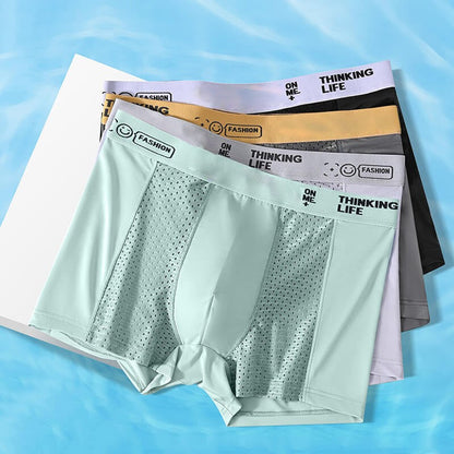 🔥50% OFF Men's Ice Silk Breathable Mesh Boxer Briefs（4 Piece Set）