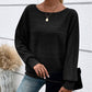 Solid Round-Neck Striped Top with Long Sleeves