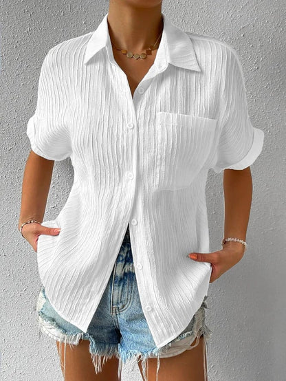 🔥Hot Sale - 50% OFF🔥Collar Casual Buttoned Loose Blouse