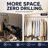Create storage space anywhere anytime！Adjustable No-Drill Tension Rod