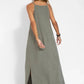 Women's Casual Solid Color Halter Sleeveless Linen Dress