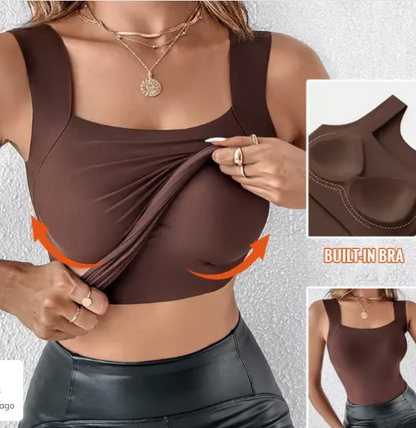 📢40%  OFF!⏰Women’s U-Neck Thermal Tank with Built-In Bra – Warm, Supportive & Braless Comfort ❄️❤️