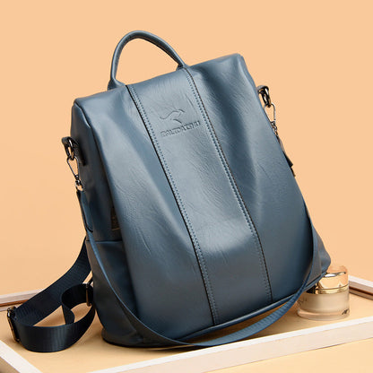 🎒 Women's Large Capacity Backpack – PU Leather, Chic Embossed, Comfortable 👜