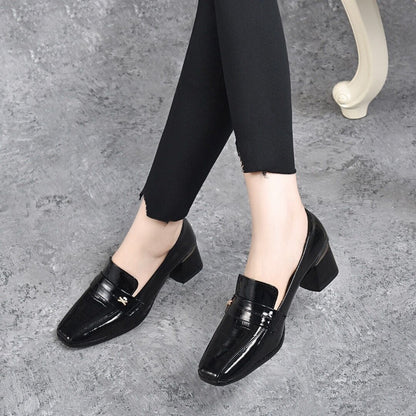 Women's Slip On Chunky Mid Heel Loafers（50% OFF）