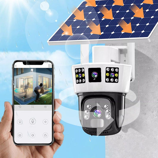 🔥360° Smart Solar Surveillance Camera with Three-screen Monitoring