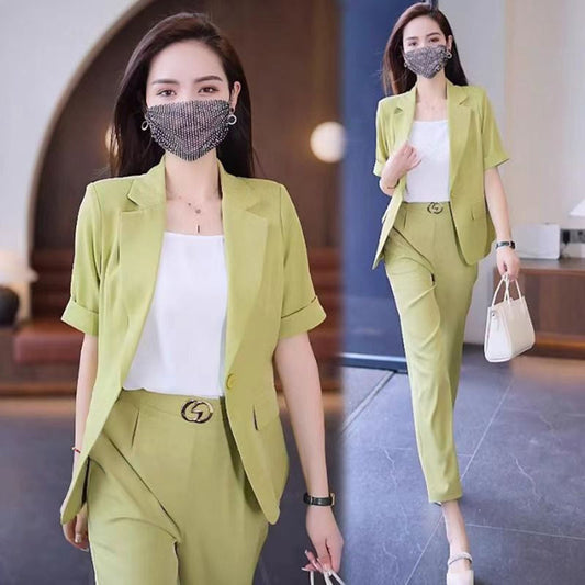 Women's Summer lightweight Suits Short Sleeve Blazer and Trousers