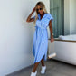 🔥Women's Casual Striped Tie Waist Shirt Dress with Pocket✈️📦Buy 2 free shipping