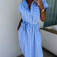 🔥Women's Casual Striped Tie Waist Shirt Dress with Pocket✈️📦Buy 2 free shipping