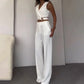 ✨New Arrivals✨Women's 2 Piece Outfits Crop Vest & Wide Leg Pants