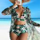 Women's 3 Piece Swimsuits with Kimono Cover Up